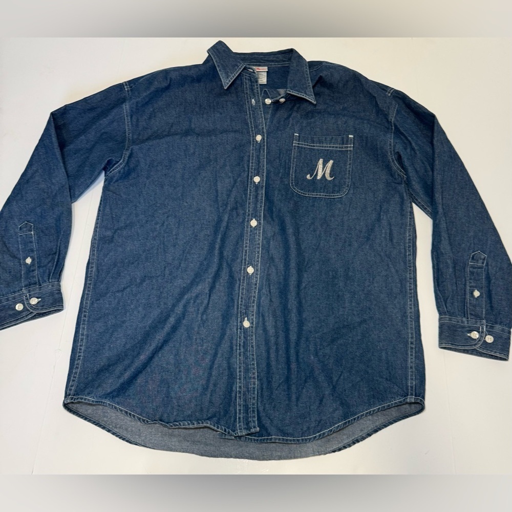 The Disney Store Mickey Long Sleeve Button up denim shirt men’s medium